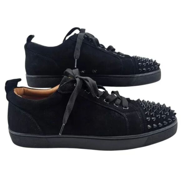 Christian Louboutin Other - Christian Louboutin Mens 10 Louis Junior Spike Sneakers in Black Suede
